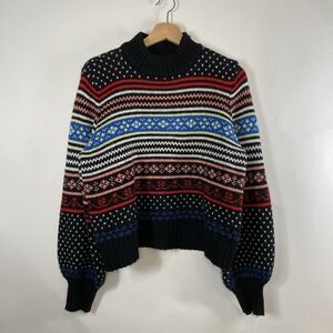 American Eagle Women's Fair Isle Nordic Sweater Size L Ski Lodge Cabincore Cozy